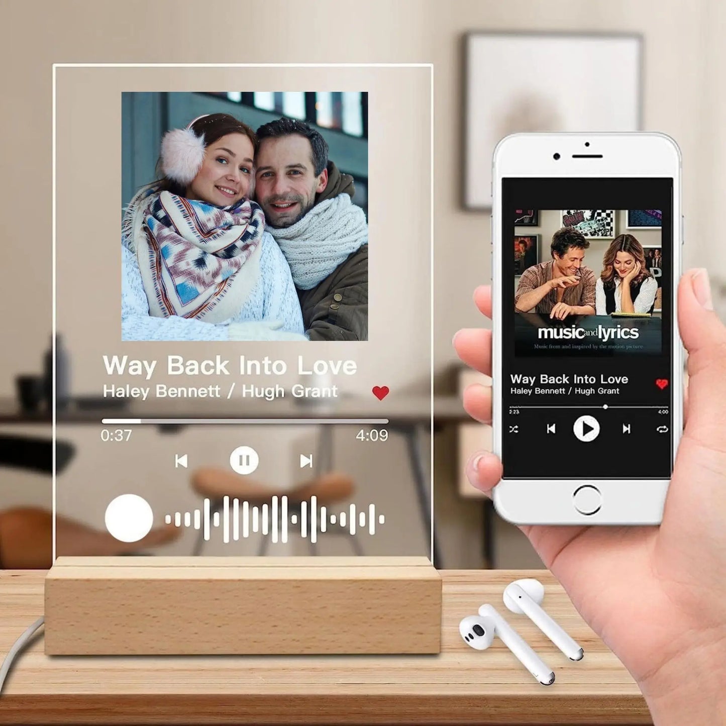 Personalized Spotify Song Plaque | Custom Acrylic Photo Frame with LED Night Light