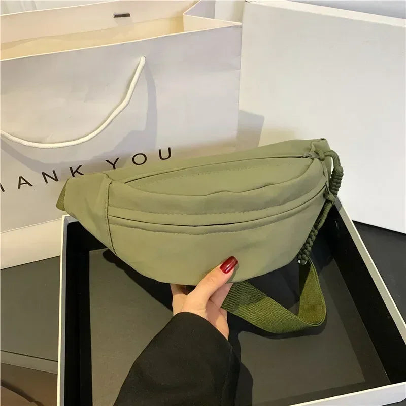 Fashion Nylon Crossbody Bags for Women Chest Bags Sling Waist Pack Canvas Waist Bag Casual Fanny Packs Sport Half Moon Belt Bag