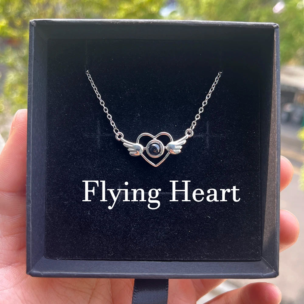 Personalized Photo Projection Necklace – Custom Heart Pendant with Your Picture Inside