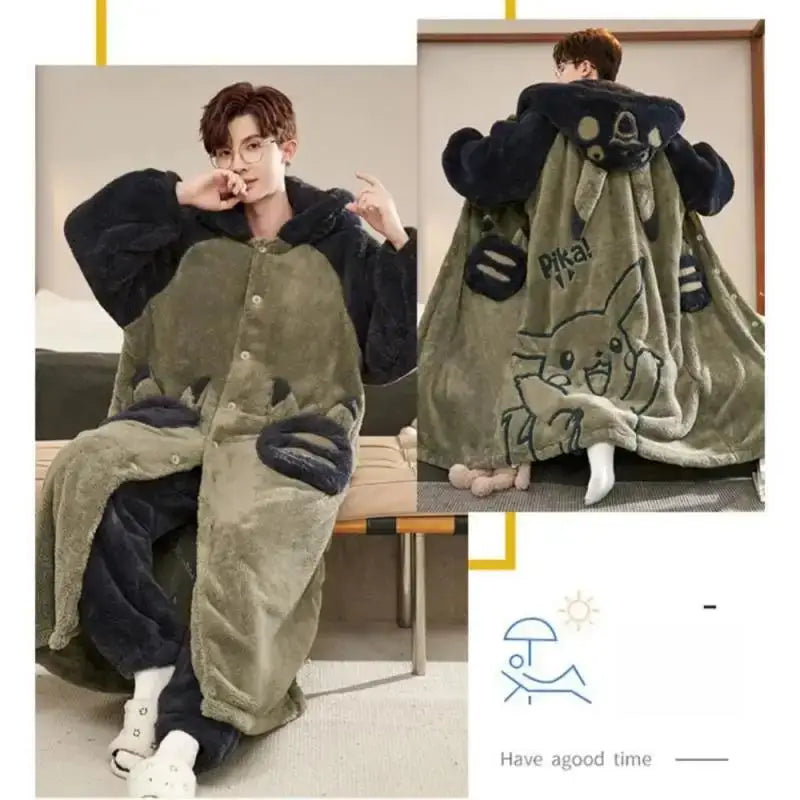 Pikachu Print Men's Fleece Pajama Set