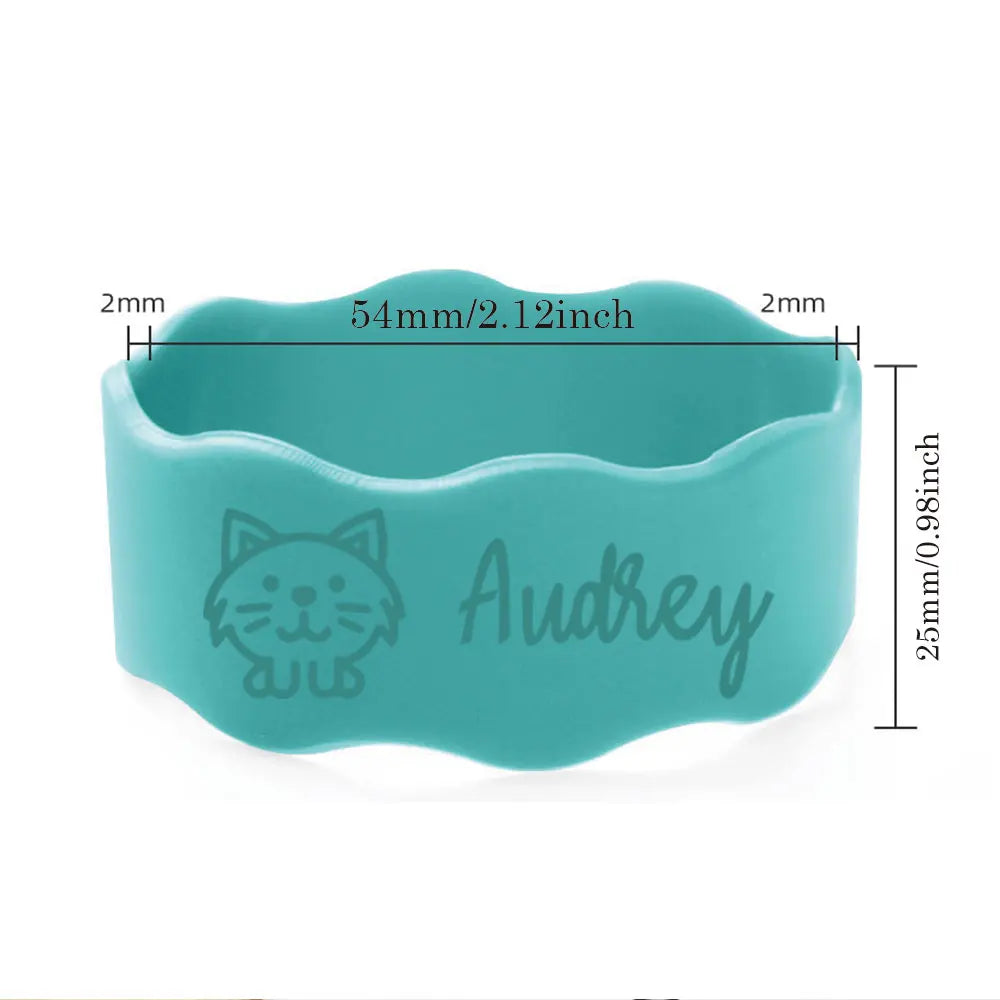 Custom Name Silicone Cup Sleeve with Cute Cat Design, Personalized Kids Water Bottle Band for School & Daycare
