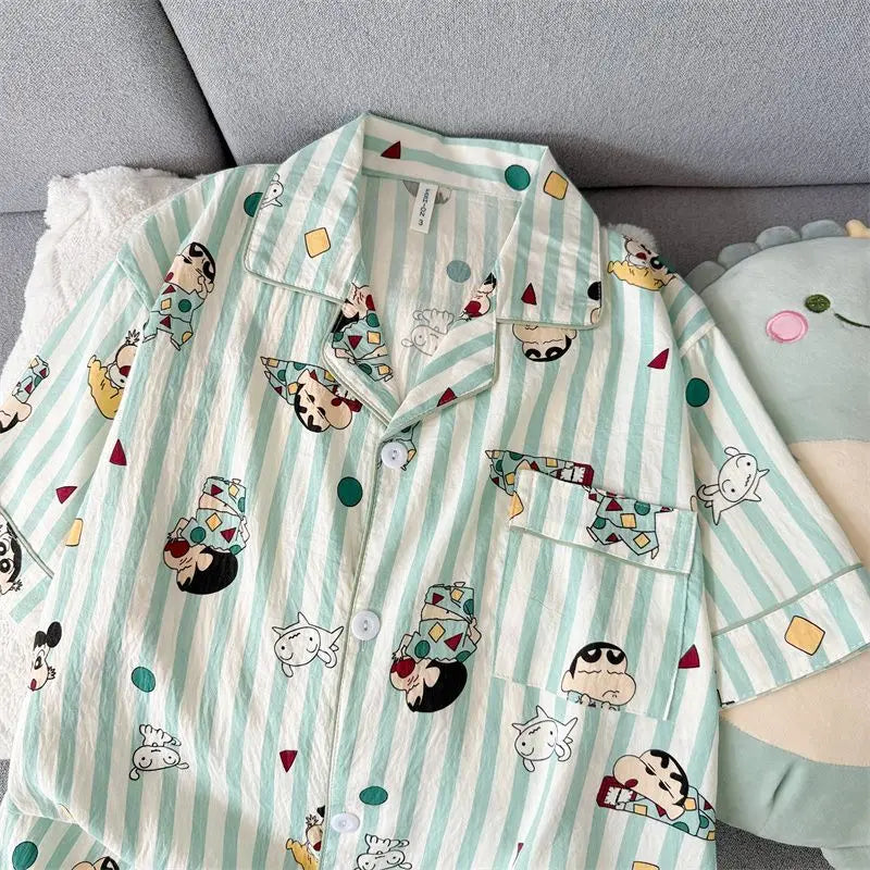 Crayon Shin-Chan Kawaii Pajamas Set — Short Sleeve & Shorts Anime Homewear