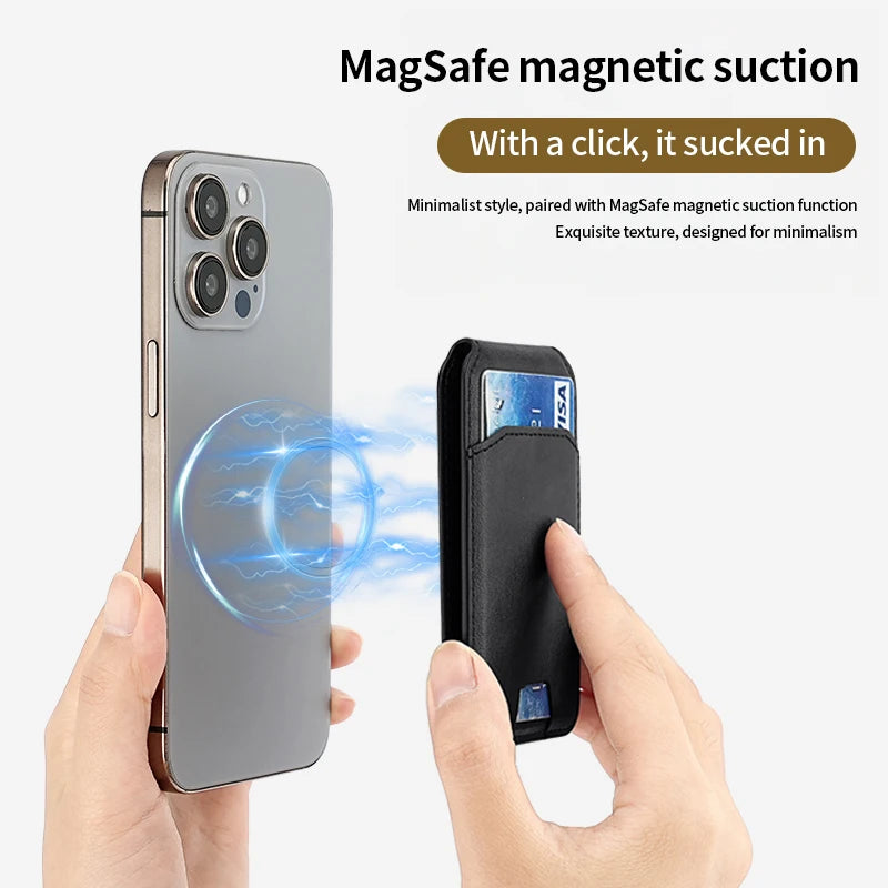 MagSafe Magnetic Leather Wallet Case for iPhone 16 15 14 13 12 Pro Max — Card Holder