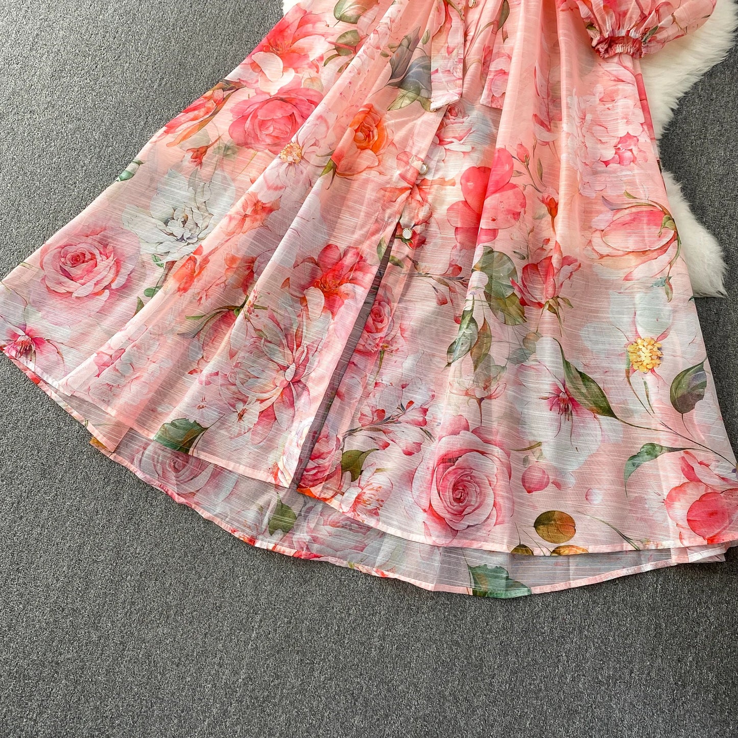 Elegant French Style round Neck Long Sleeve Dress Women's Spring Autumn Heavy Work Floral Embroidery A-Line Skirt Dress