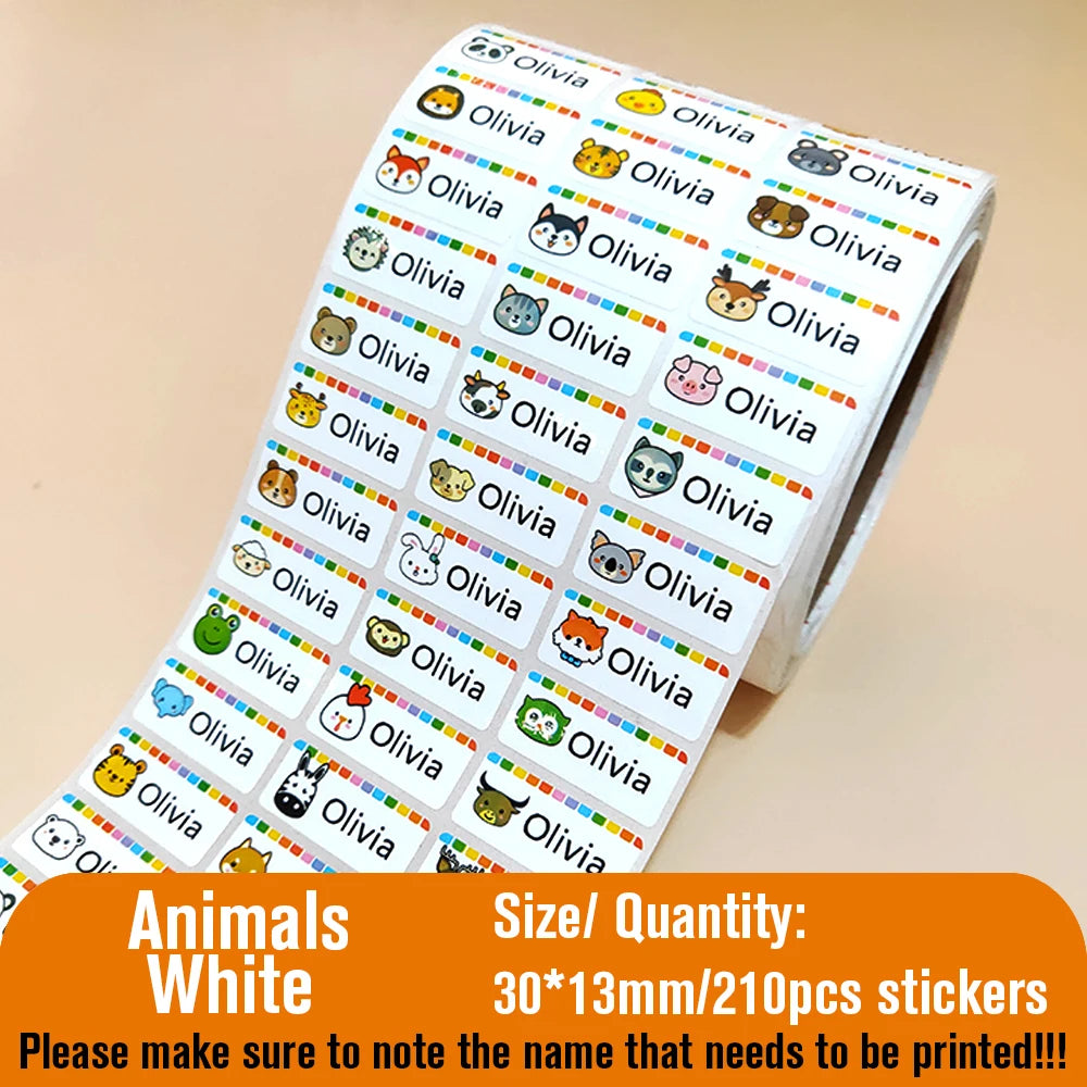 210pcs Personalized Waterproof Name Tag Stickers for Kids