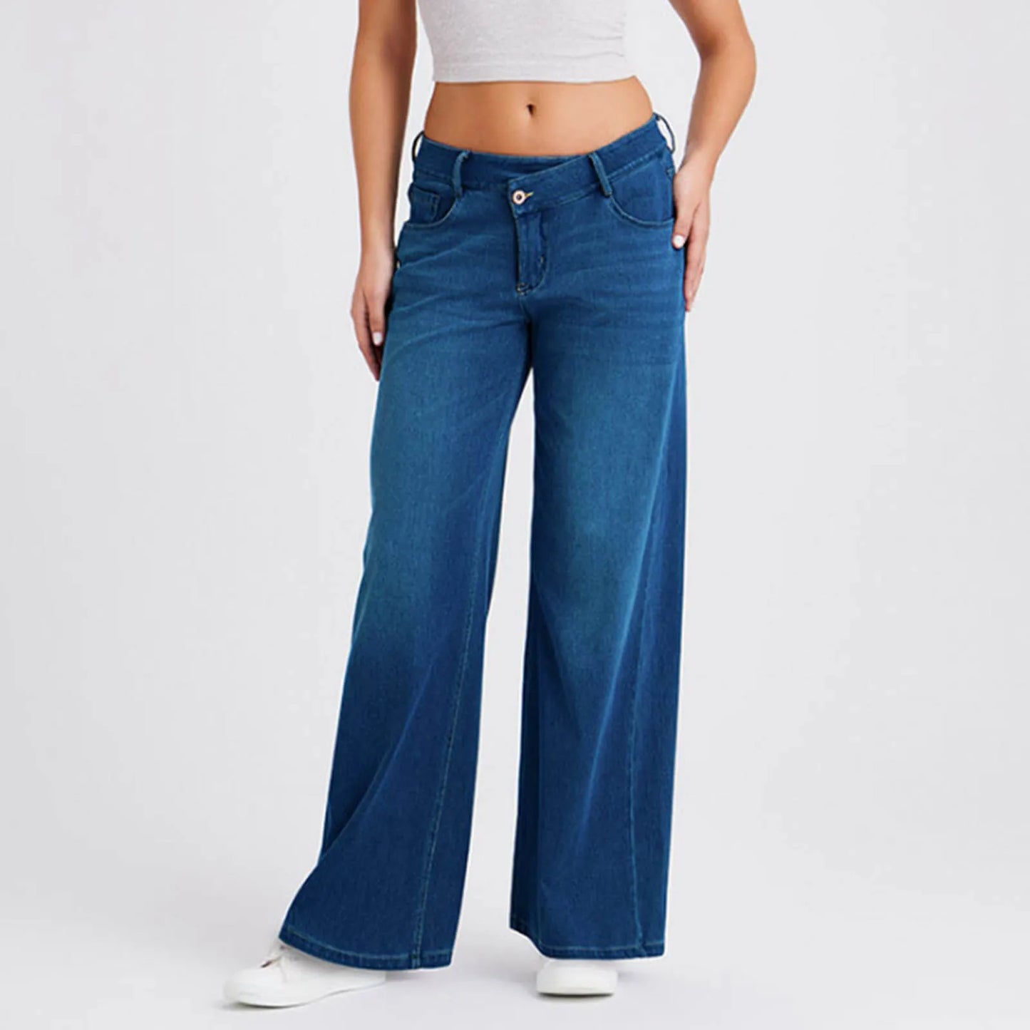 Women's Oversize Baggy Jeans — High Waist Stretch Denim Loose Straight Pants