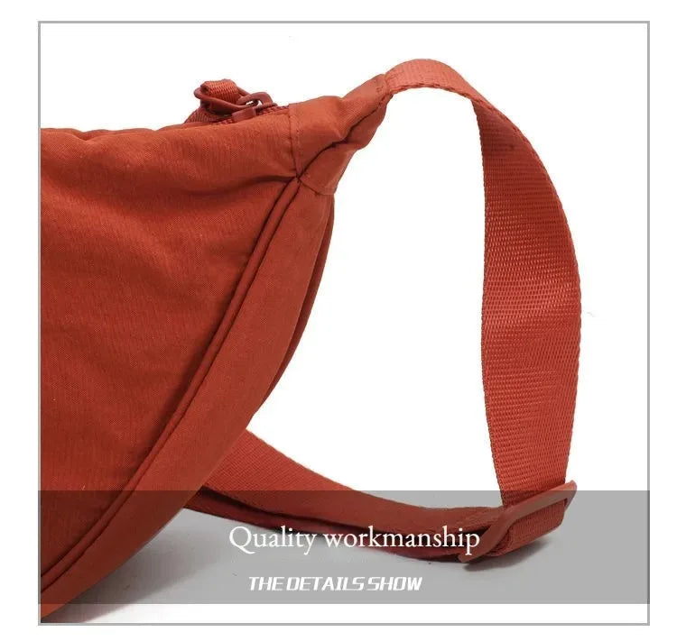 New Simple and Casual Solid Color Nylon Large Capacity Women's Dumpling Bag Shoulder Bag for Travel and Commuting