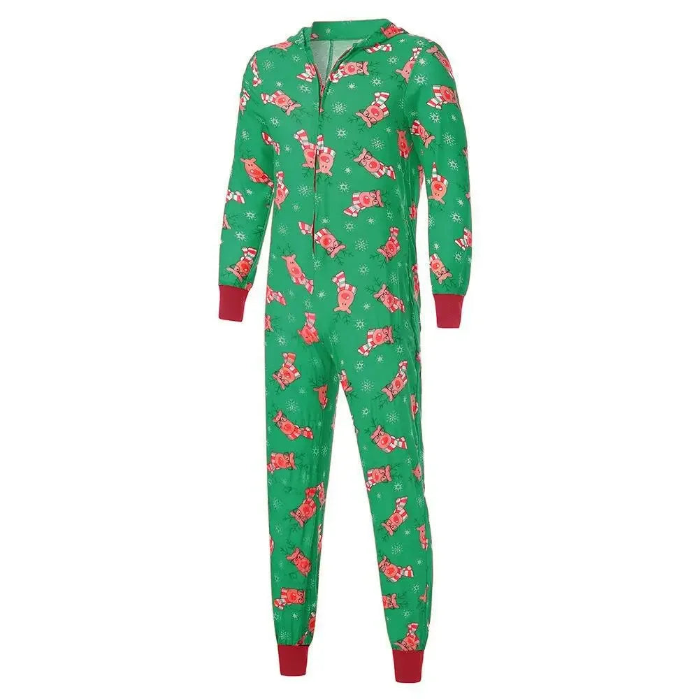 Christmas Family Matching Elk Print Onesie Pajamas