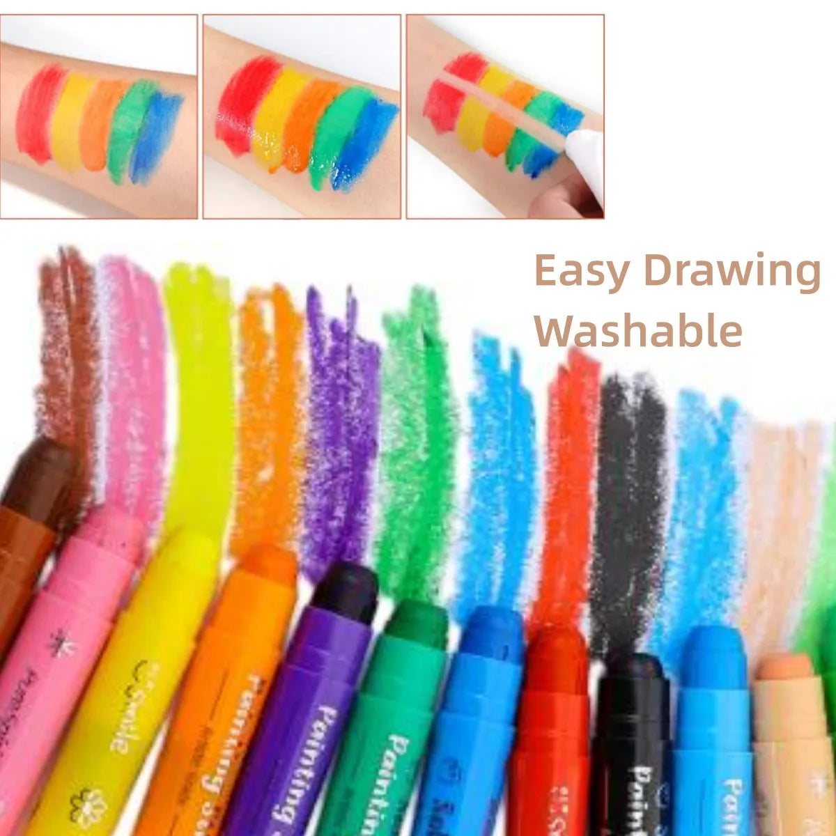 Solid Paint Sticks Set — Washable Colors for Kids & Students