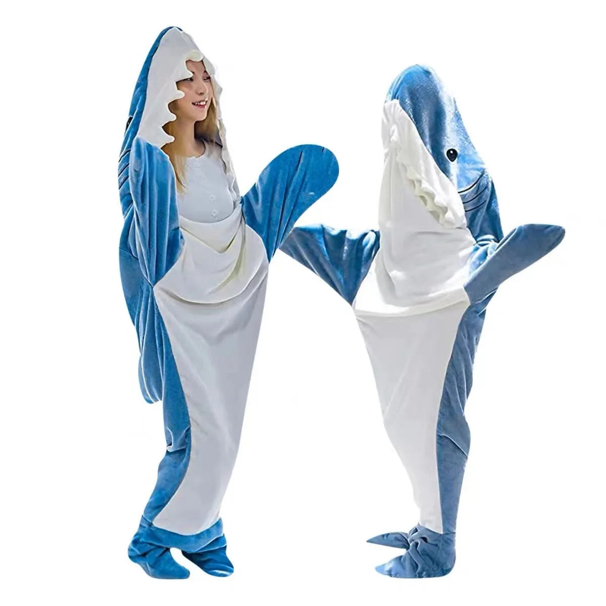 Pijama Tiburón con Capucha para Adultos — Saco de Dormir Portátil