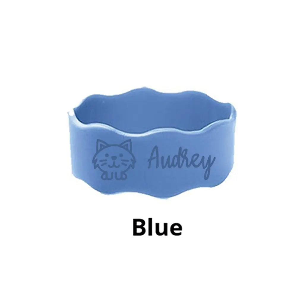 Custom Name Silicone Cup Sleeve with Cute Cat Design, Personalized Kids Water Bottle Band for School & Daycare