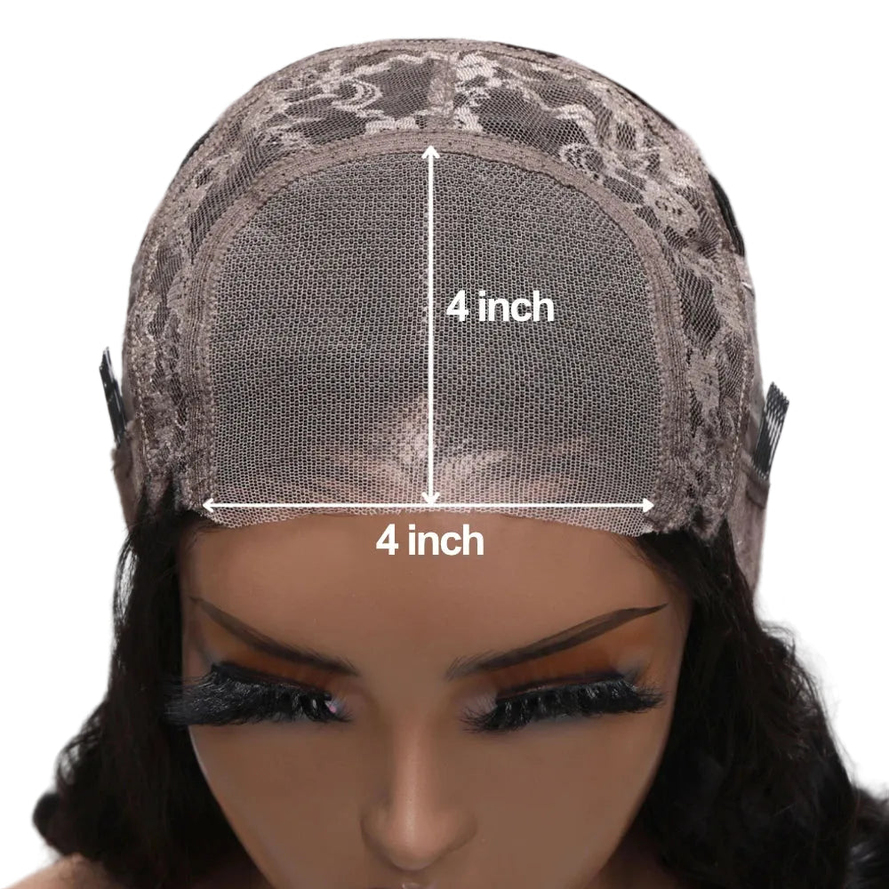 4x4 Lace Closure Bob Wig With Side Swept Bangs 100% Human Hair Glueless Wig Ready To Wear