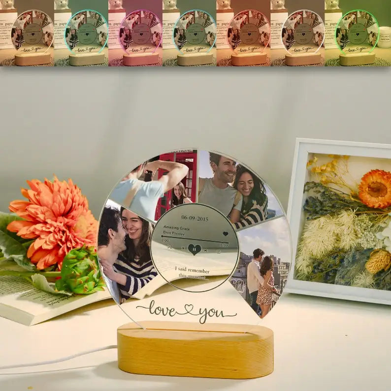 Personalized Spotify Song Plaque | Custom Acrylic Photo Frame with LED Night Light