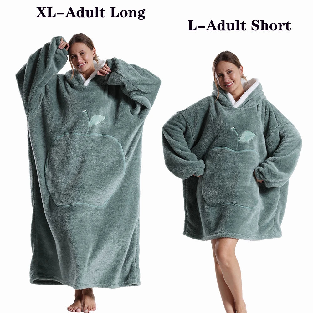 Cartoon Plush Wearable Blanket Hoodie for Adults