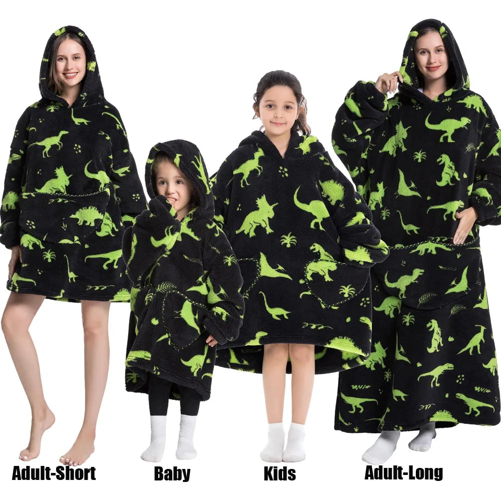 Oversized Cartoon Fleece Hoodie Blanket