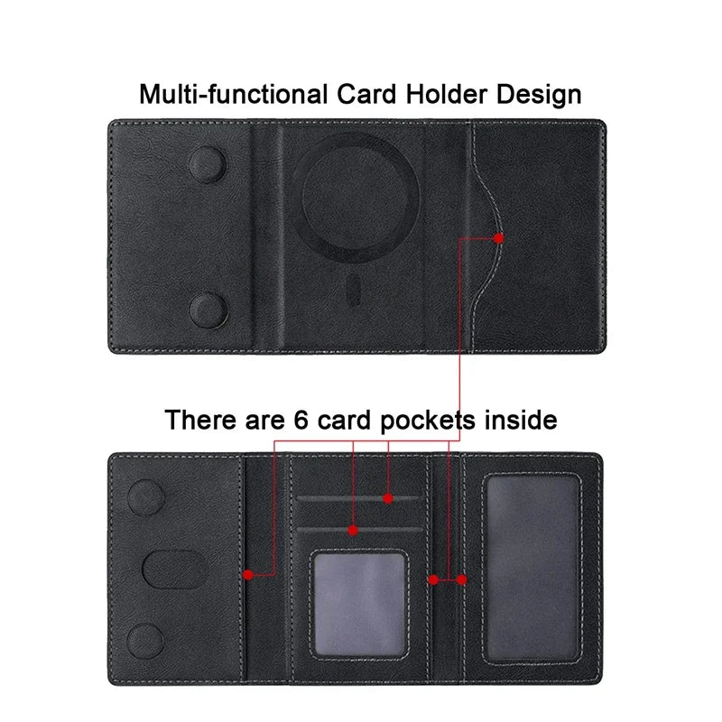 Magnetic Folding Phone Wallet & Stand — PU Leather