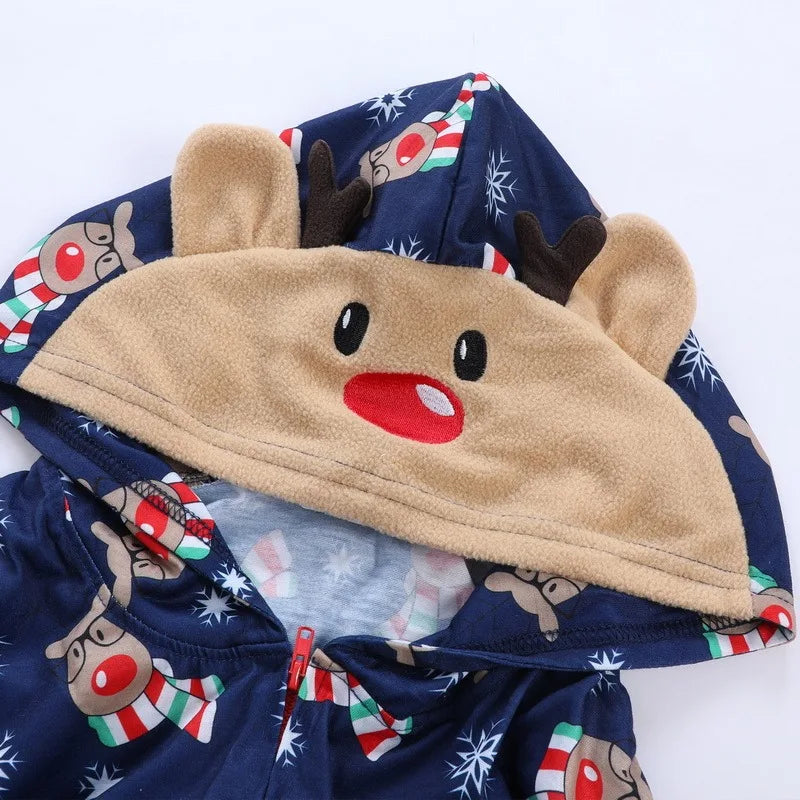 Christmas Family Matching Deer Hooded Onesie Pajamas