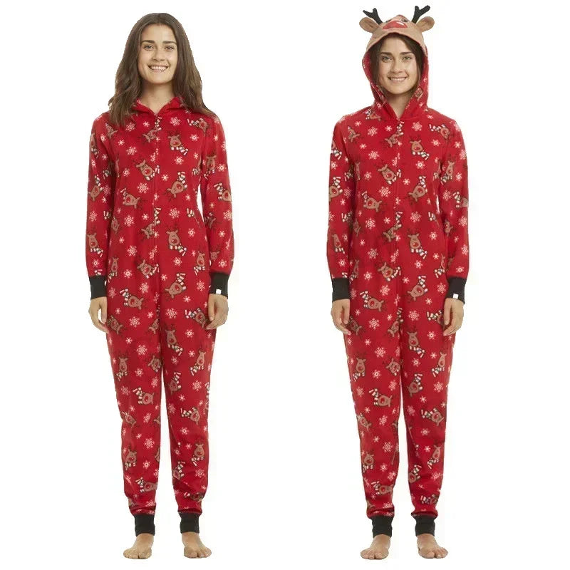 Christmas Family Matching Deer Hooded Onesie Pajamas