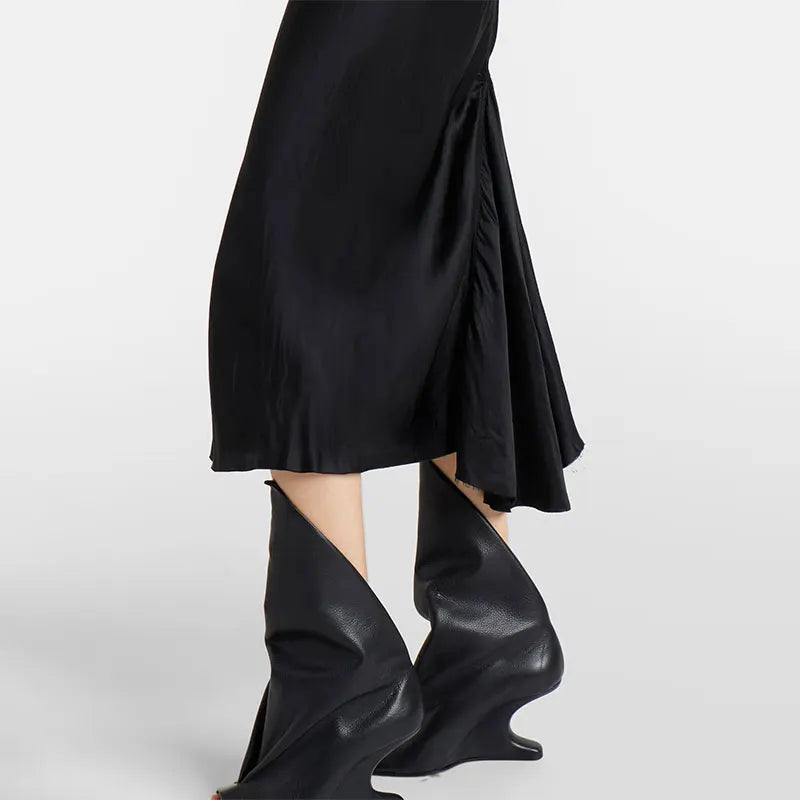 European and American High-quality Trendy Fashion Stage Walking Sleeve Short Boots for Women, Square Toe Open Toe Cool Boots