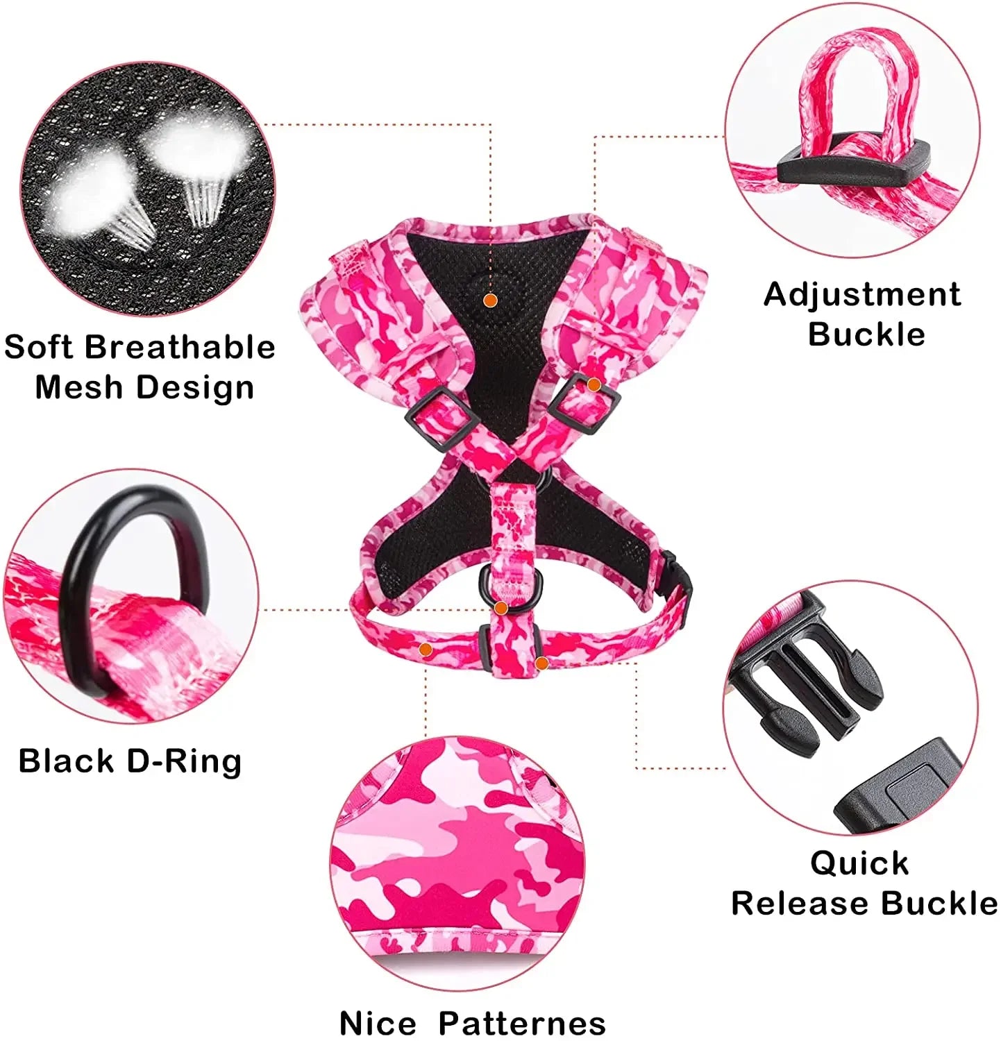 Personalized Dog Harness Suit Set — Vest, Collar, Leash, Scarf & More