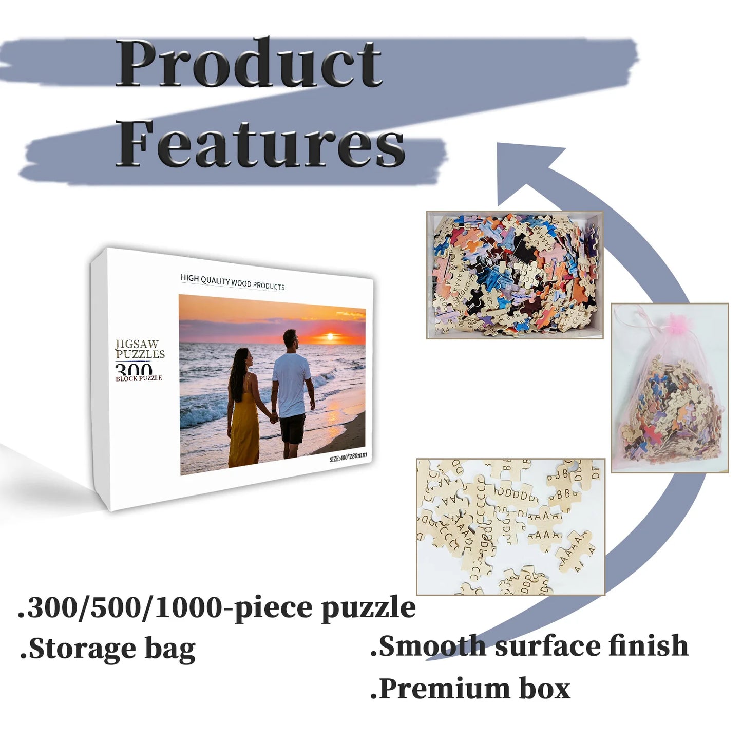 Personalized Wooden Jigsaw Puzzle — Custom Photo Puzzle for Adults, Kids, Couples & Families