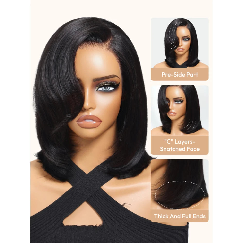 Hair Blunt Cut Bob Wigs Human Hair 7x5 Lace Glueless Short Straight Bob Wigs Yaki Straight Bob Wigs