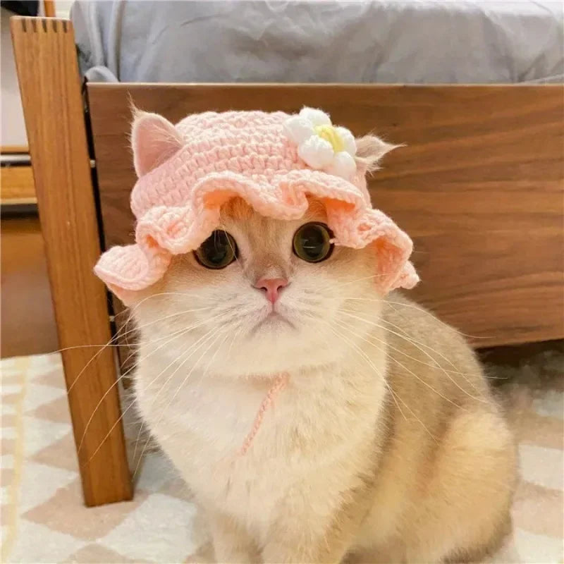 Cute Floral Pet Hat for Cats & Small Dogs