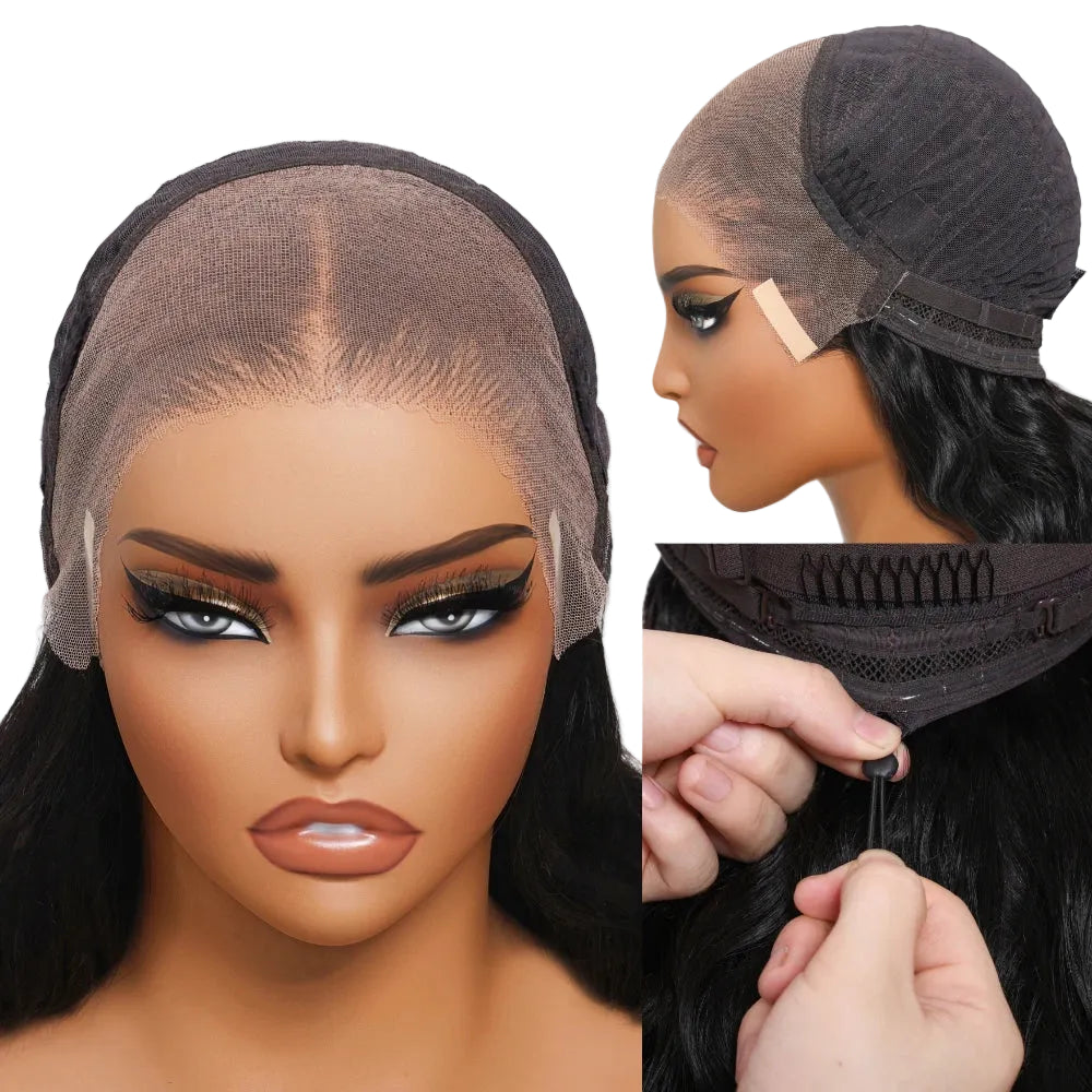 Chestnut Brown Ombre Yaki Straight Wig – 7x5 No-Slip Lace, Glueless with Drawstring