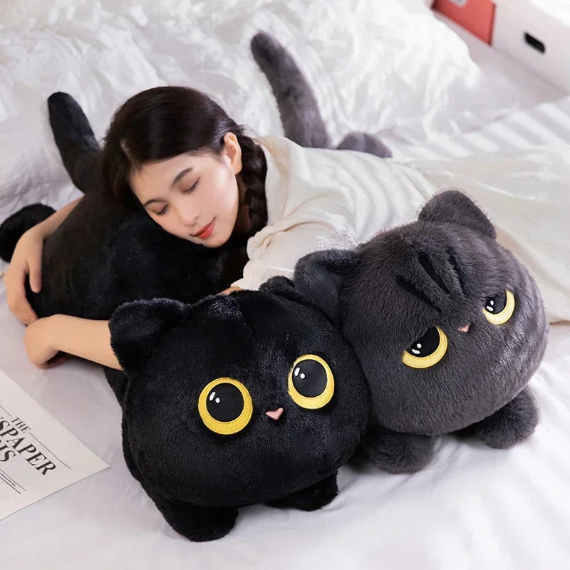 45cm kawaii Black Cat Plush Toy Doll Cute Big Cuddly Pillow Cushion Ins Black Cat Plush Toy Doll For Boy Girl Brithday Gifts