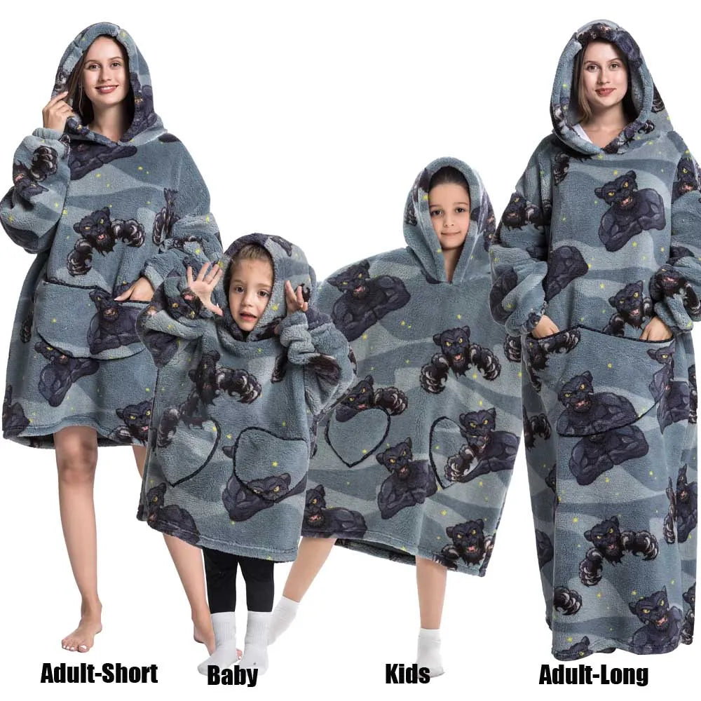 Oversized Cartoon Fleece Hoodie Blanket