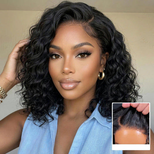 220% Density Water Wave Bob Wig – No-Slip 6x4 Minimalist Lace Glueless Human Hair | Ready To Wear