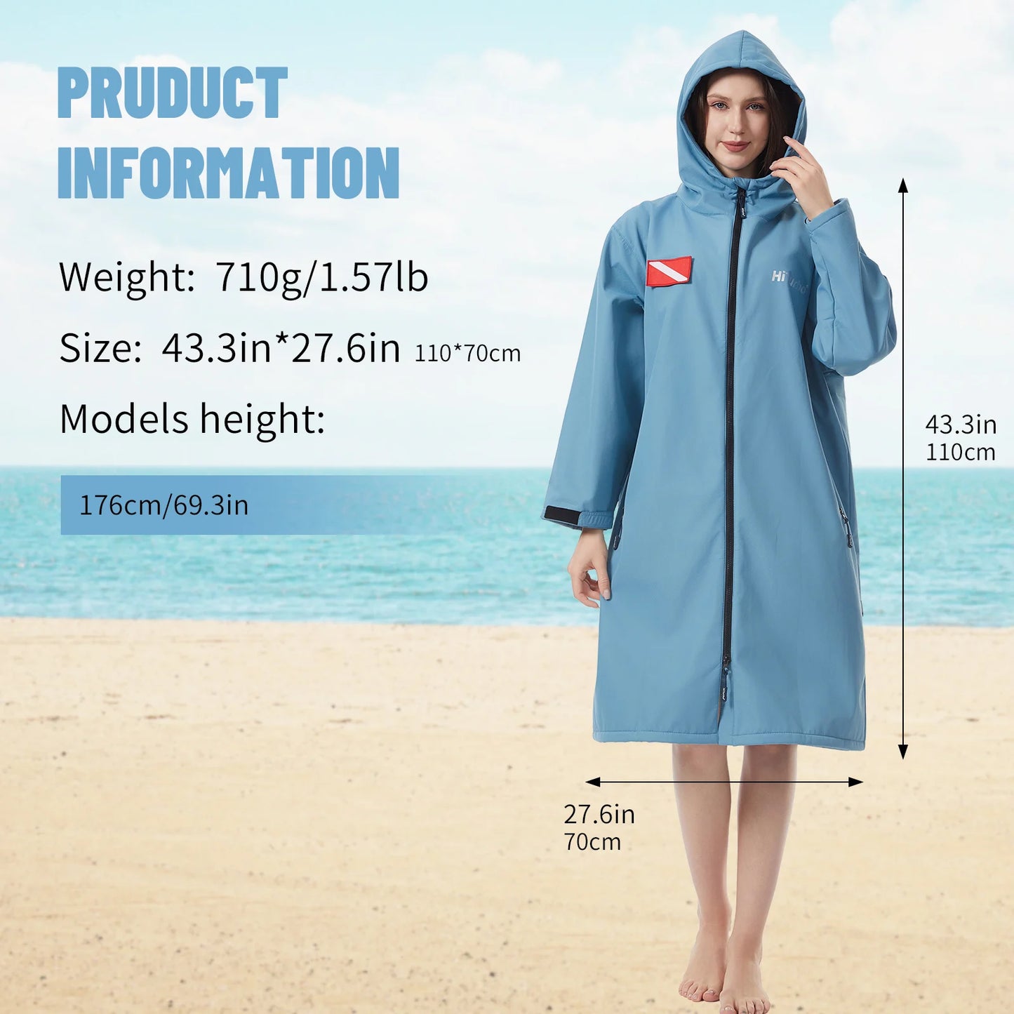 Hooded Waterproof Changing Cape – Windproof Quick-Dry Surf Robe