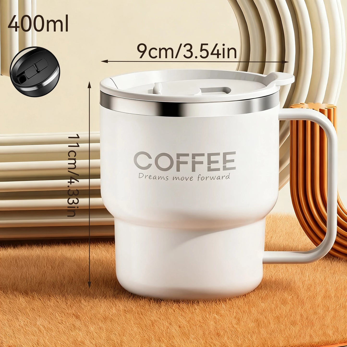 Double Wall Insulated Coffee Mug — 304 Stainless Steel with Handle
