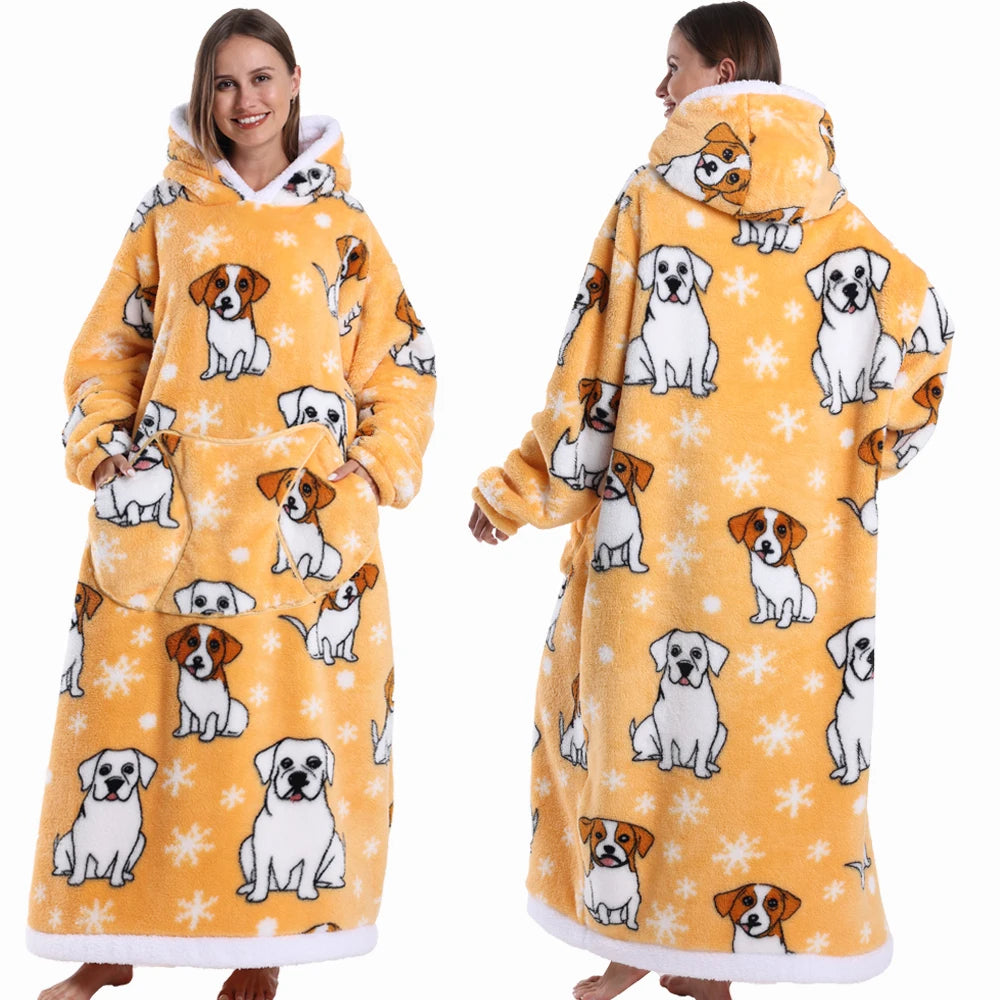 Cartoon Wearable Blanket Hoodie for Adults