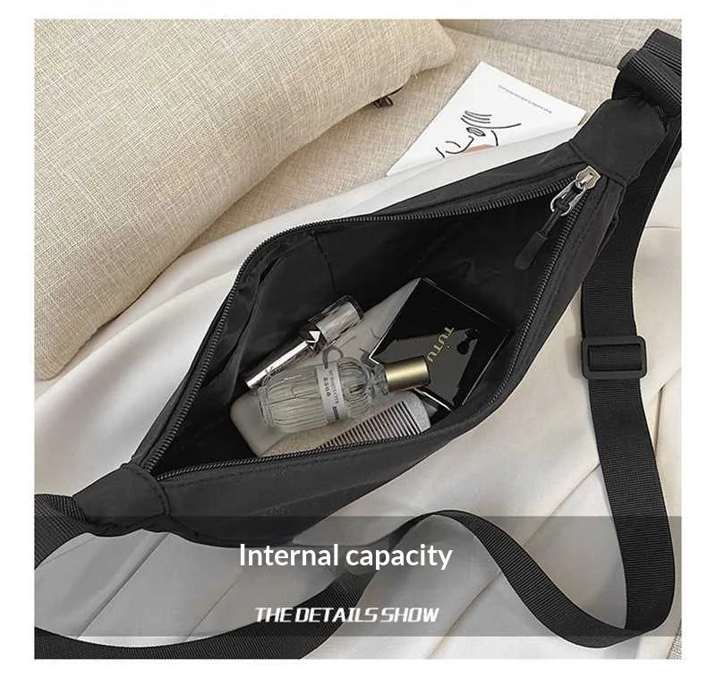 Homefish New Simple and Casual Solid Color Nylon Large Capacity Women's Dumpling Bag Shoulder Bag for Travel and Commuting