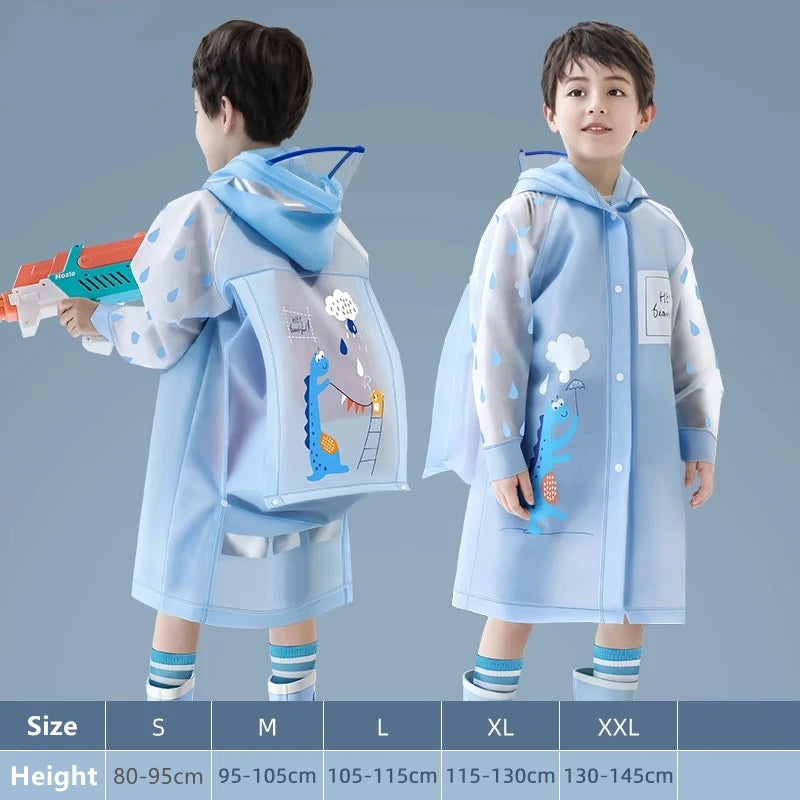 Kids Cartoon Raincoat — Dinosaur & Unicorn Waterproof Poncho