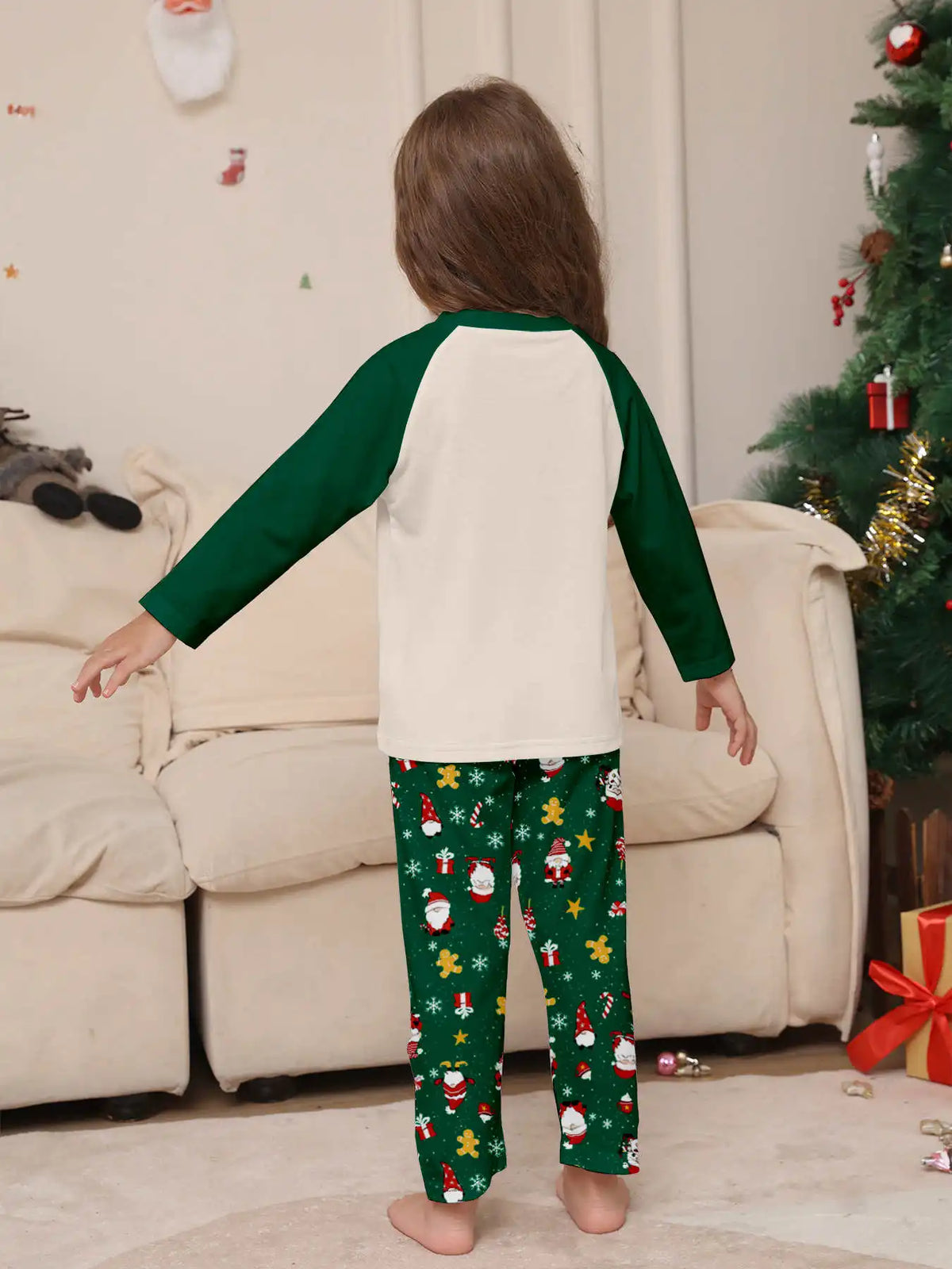 Christmas Family Matching Pajamas, Green Pattern Set for Mom, Dad & Kids