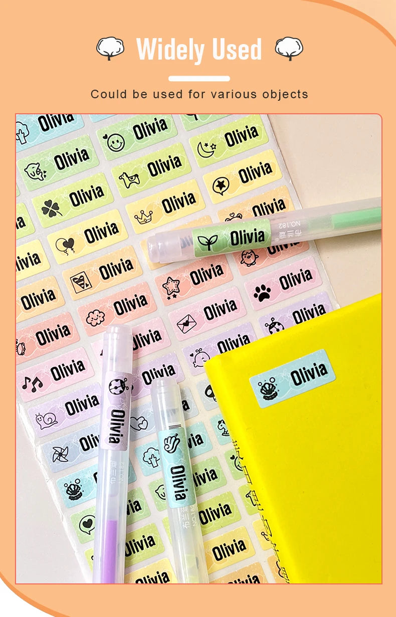 60/5000pcs - Personalized Name Tag Stickers – Waterproof Kawaii Labels for Kids
