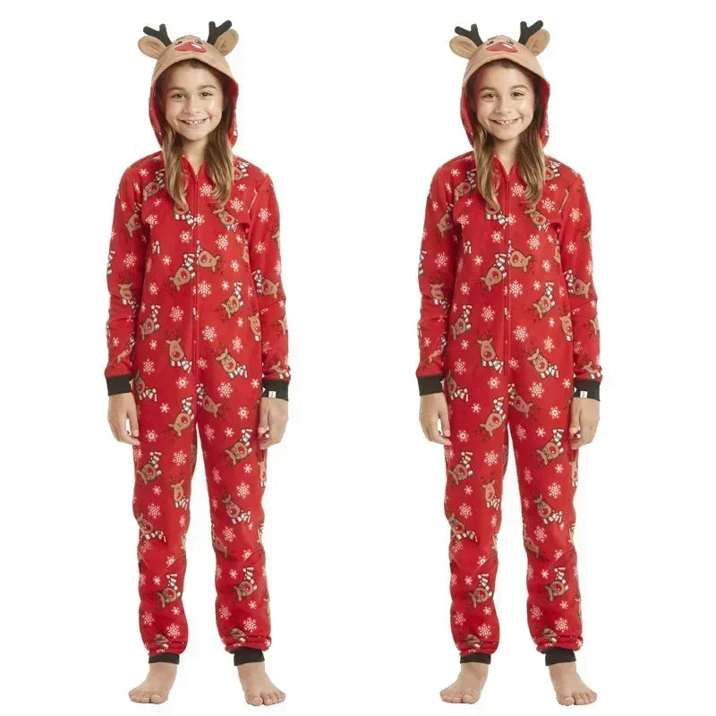 Christmas Family Matching Deer Hooded Onesie Pajamas