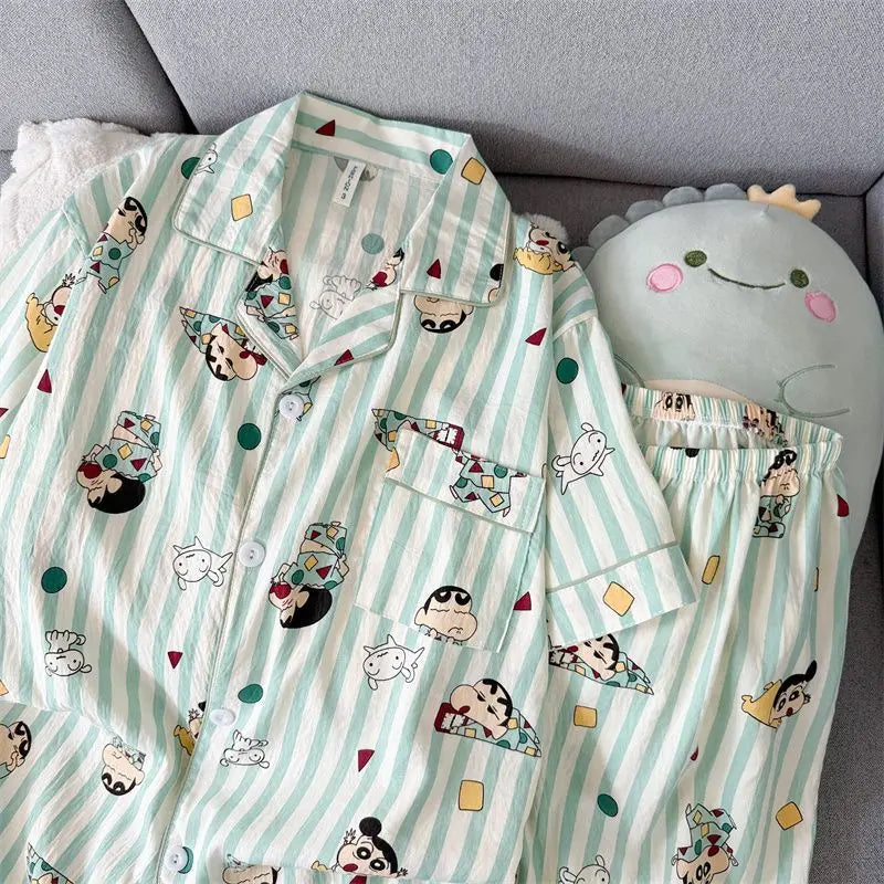 Crayon Shin-Chan Kawaii Pajamas Set — Short Sleeve & Shorts Anime Homewear