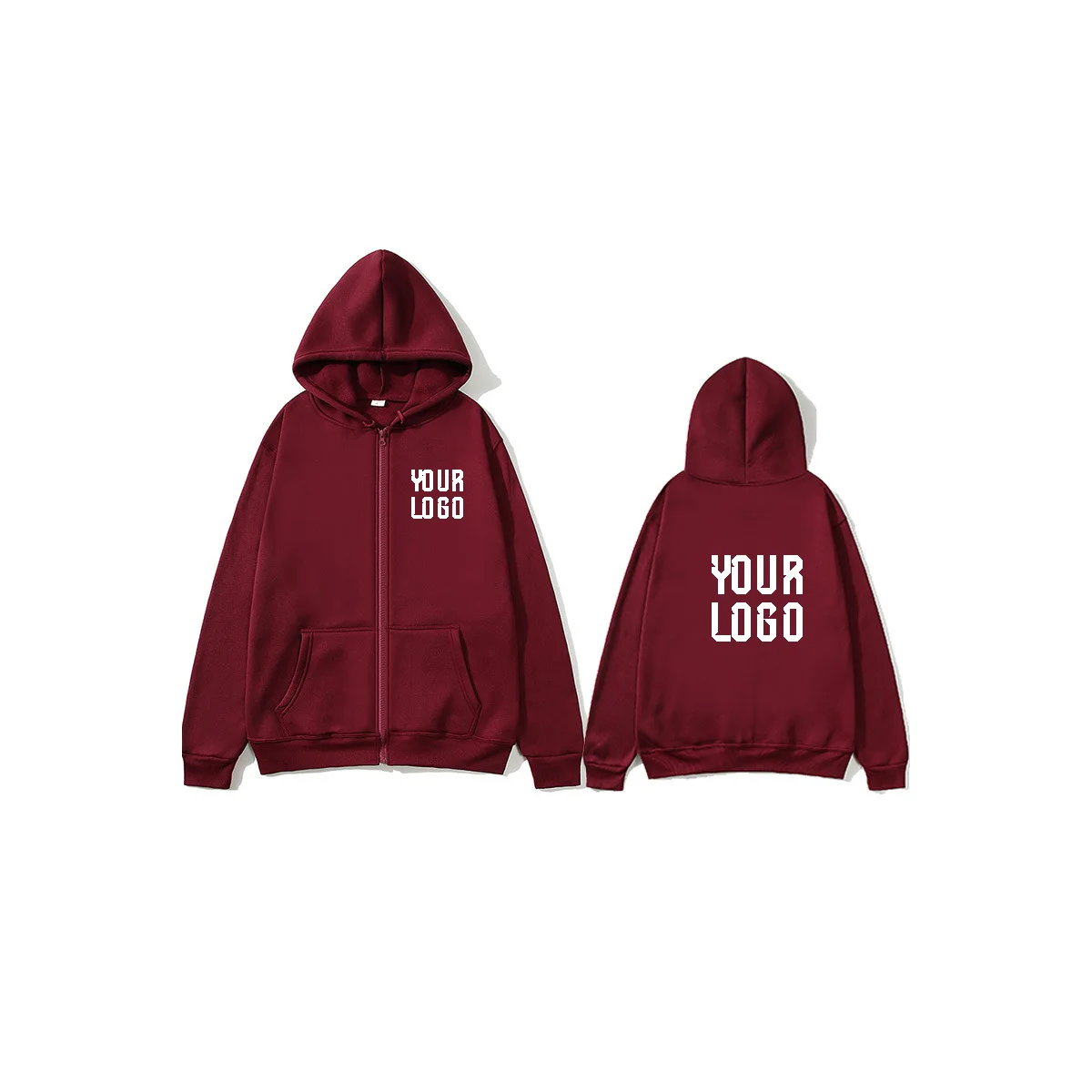 Personalized Zip-Up Hoodie — Custom Text & Pattern | Unisex