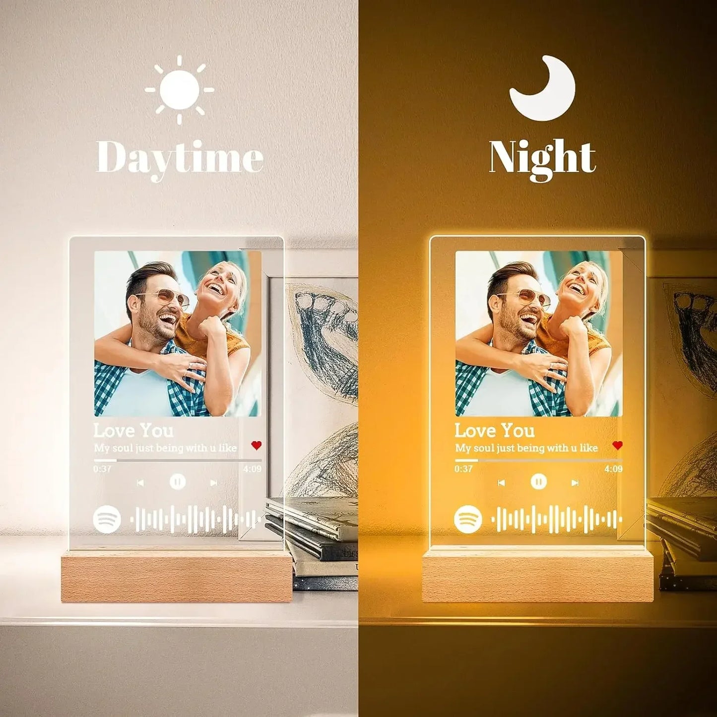 Personalized Spotify Song Plaque | Custom Acrylic Photo Frame with LED Night Light