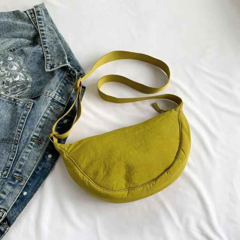 Japanese Style Dumpling Shape Adjustable Lightweight Single Shoulder Bag Underarm Bag Casual Simple Style Unisex Bag