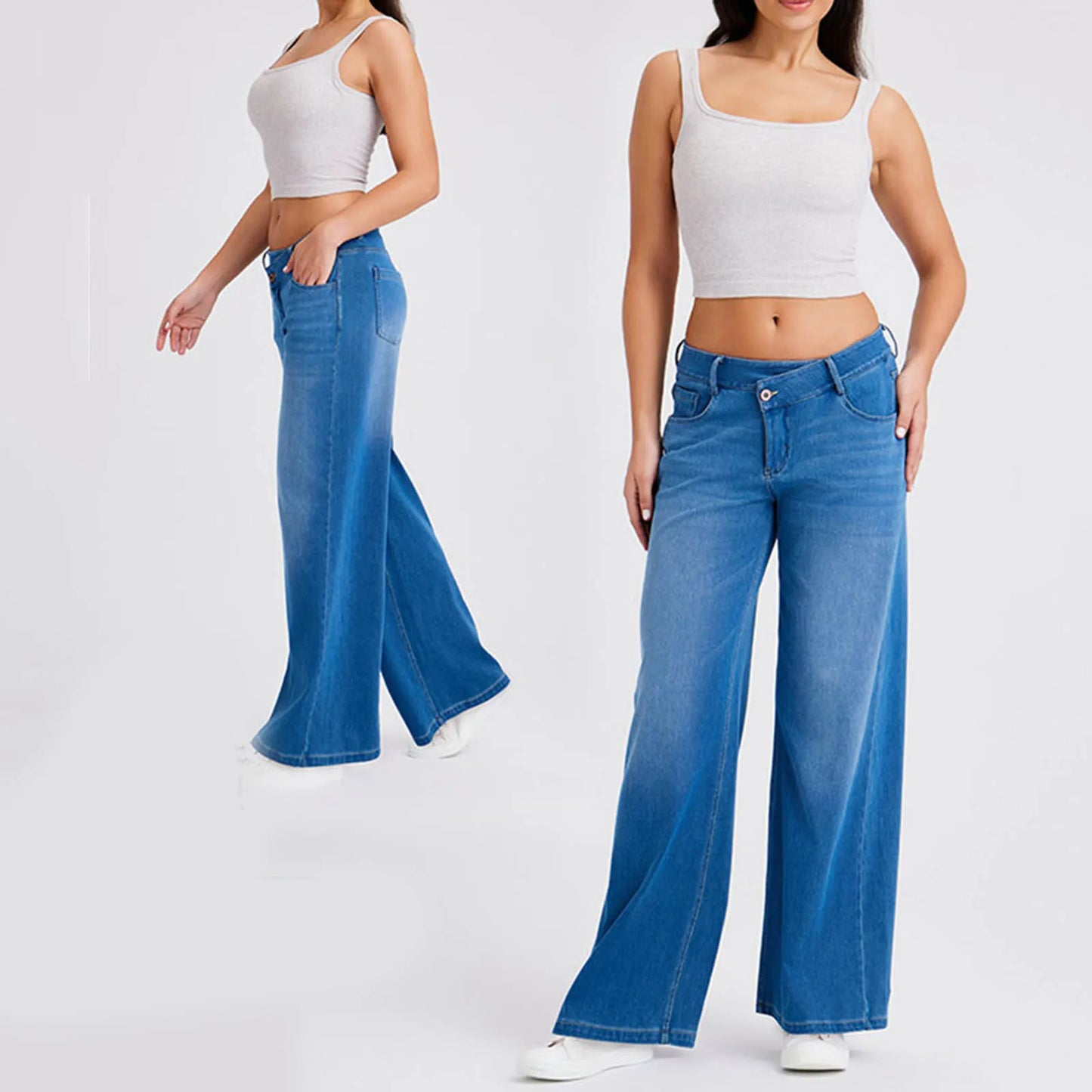 Women's Oversize Baggy Jeans — High Waist Stretch Denim Loose Straight Pants