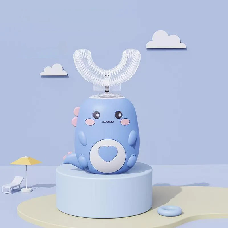 Kids Cartoon U-Shaped Sonic Electric Toothbrush — 360° Automatic Silicone, Rechargeable