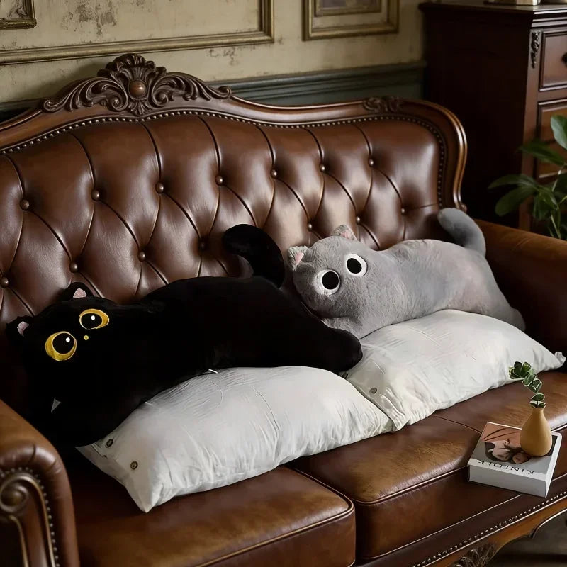 Black Cat Plush Pillow Logic Cat Doll Long Bedhead Pillow Dormitory Sleeping Leg Clamp Pillow Sofa Cushion Home Using Supplies
