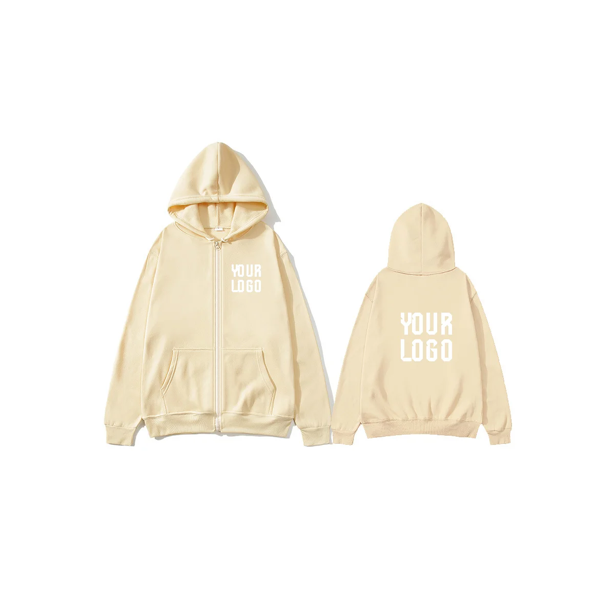 Personalized Zip-Up Hoodie — Custom Text & Pattern | Unisex