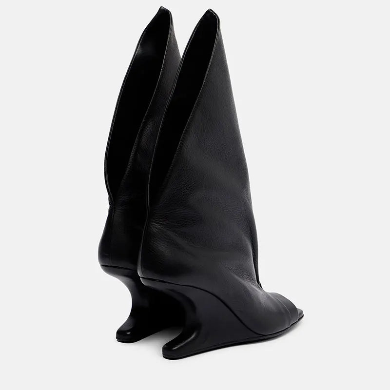 European and American High-quality Trendy Fashion Stage Walking Sleeve Short Boots for Women, Square Toe Open Toe Cool Boots