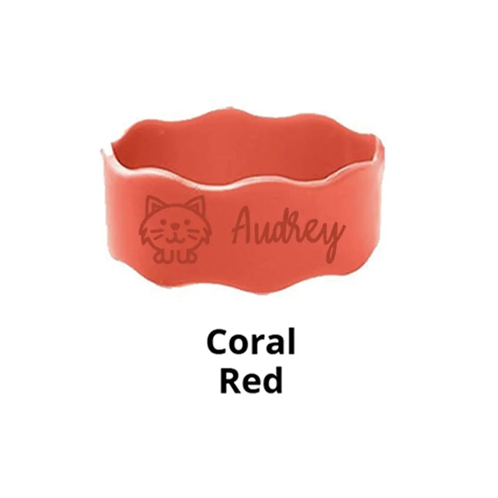 Custom Name Silicone Cup Sleeve with Cute Cat Design, Personalized Kids Water Bottle Band for School & Daycare