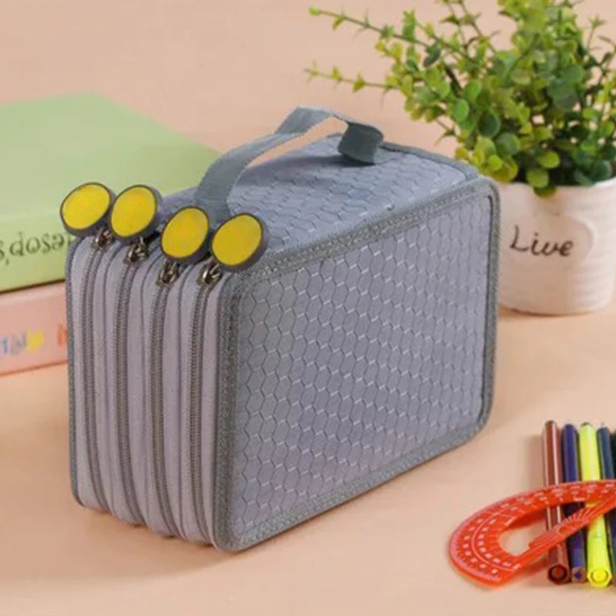 72 Holes Four Layers Pencil Case — Large Capacity Kawaii Pen Storage Bag